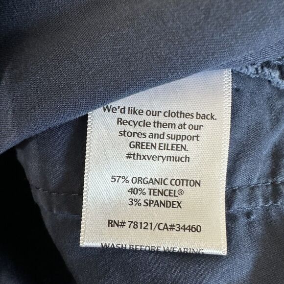 Eileen Fisher Pants Women Size XS Blue Washed Organic Cotton Tencel Twill Crop - Picture 7 of 9